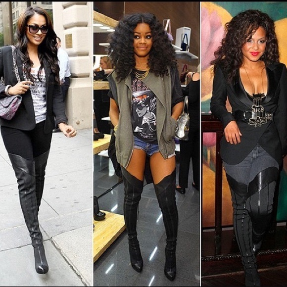 Report Signature, Style Steinway, Black, Fabric & Patent Leather, Thigh-Hi Boots - Picture 2 of 16